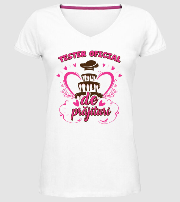 tester oficial de prăjituri model alb pe tricou