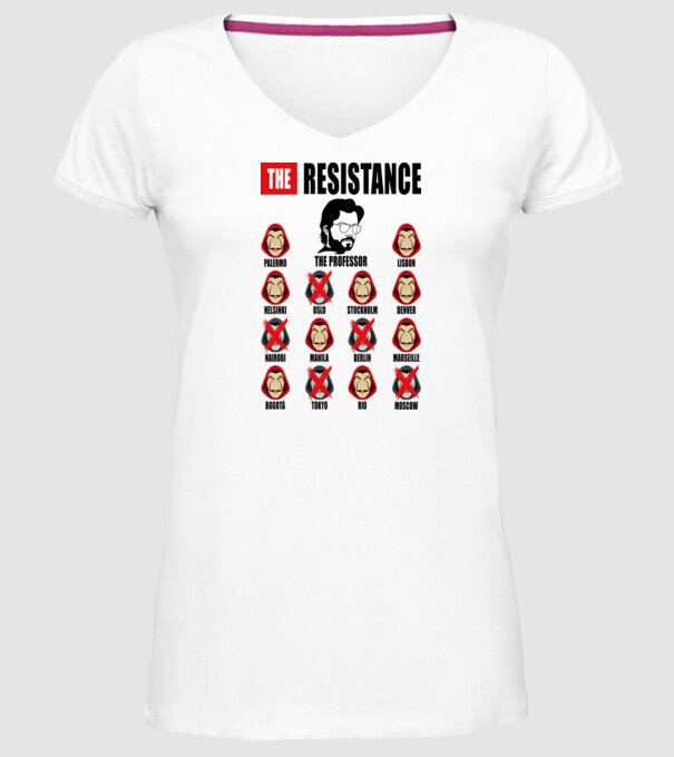 the resistance la casa de papel white model alb pe tricou