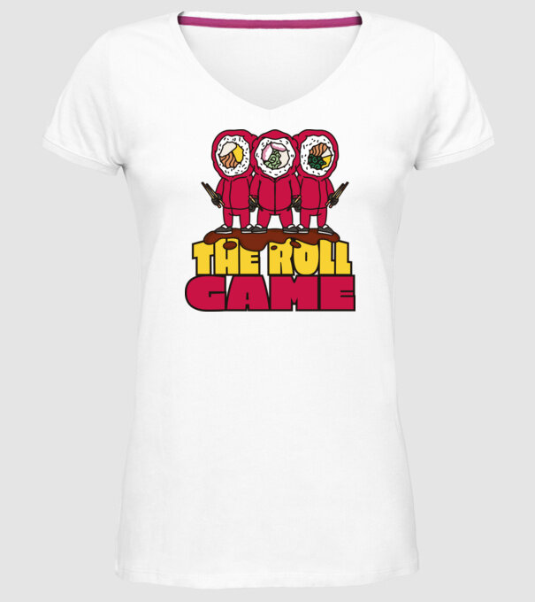 the roll game squid game model alb pe tricou