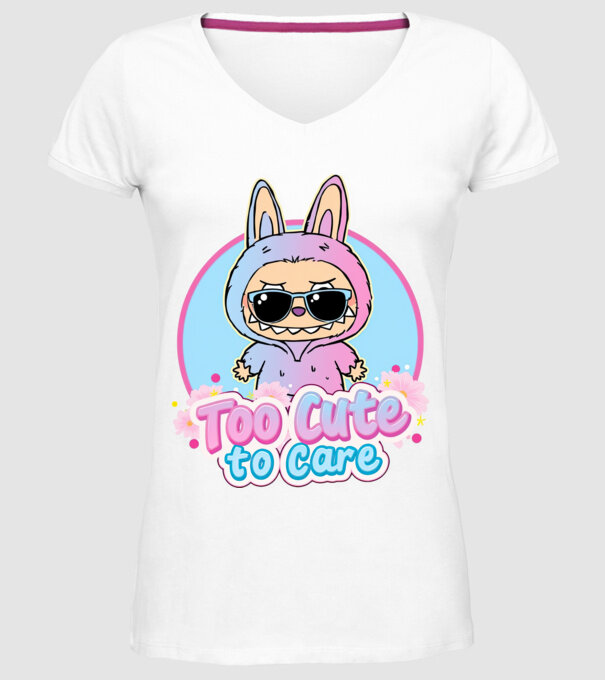 Too cute to care model alb pe tricou