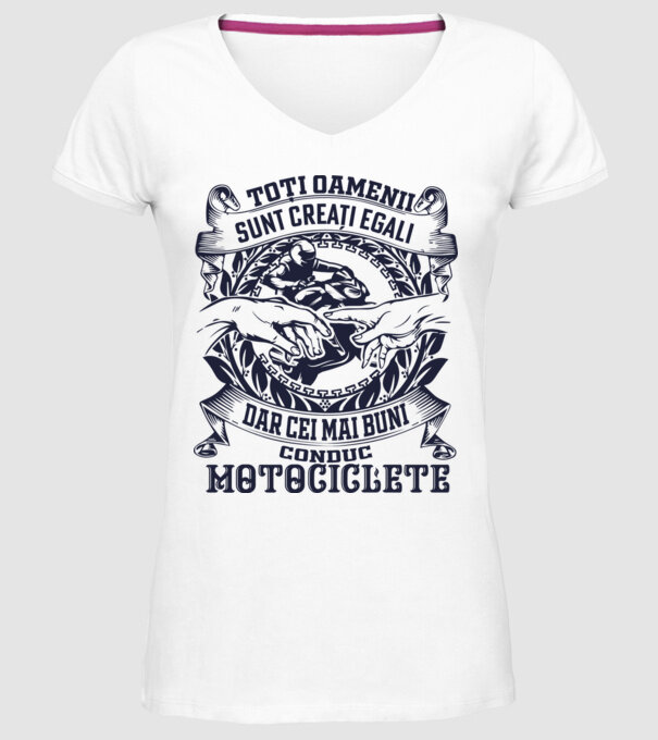 toți oamenii sunt creați egali, dar cei mai buni conduc motociclete model alb pe tricou