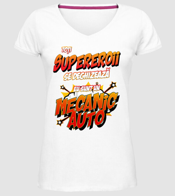 Toți supereroii se deghizează, eu sunt un mecanic auto model alb pe tricou