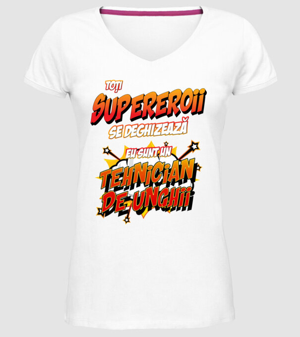 Toți supereroii se deghizează, eu sunt un tehnician de unghii model alb pe tricou