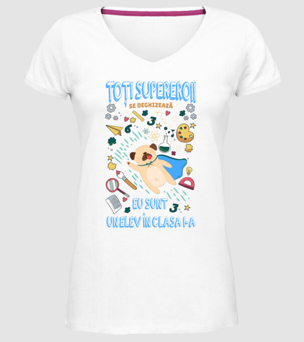 Toți supereroii se deghizează, eu sunt un elev în clasa I-a model alb pe tricou