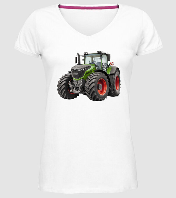 TRACTOR model alb pe tricou