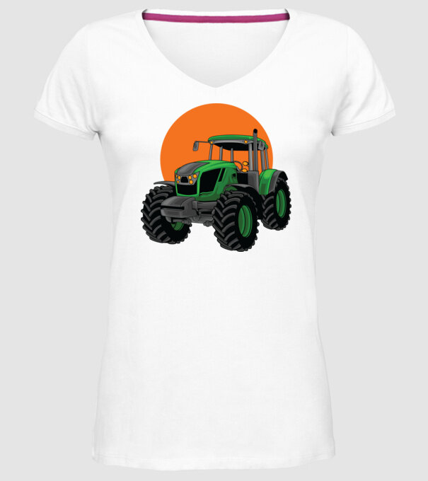 TRACTOR model alb pe tricou