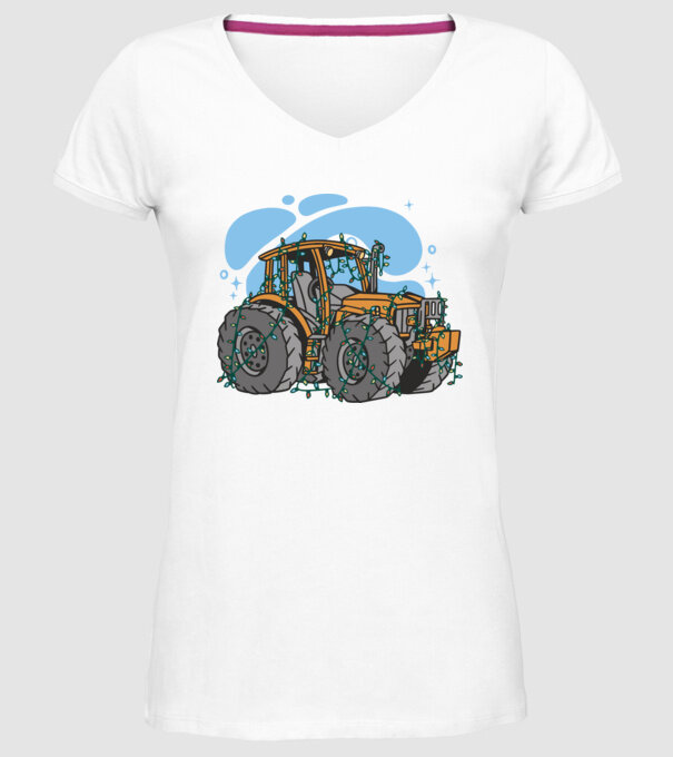 TRACTOR model alb pe tricou