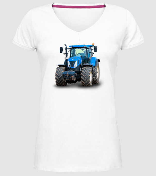 TRACTOR model alb pe tricou