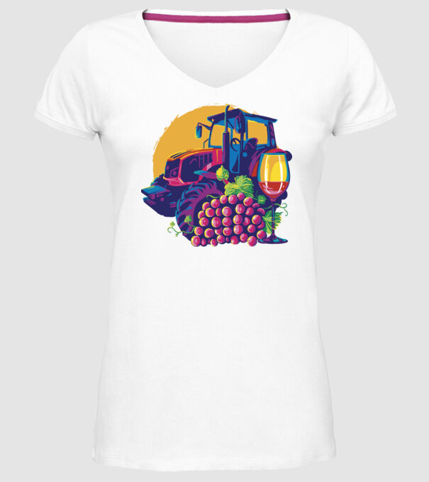TRACTOR model alb pe tricou