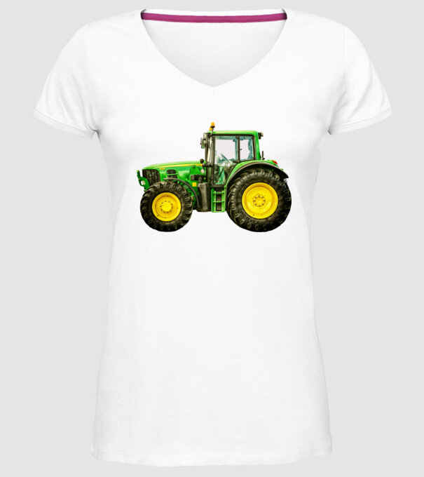 TRACTOR model alb pe tricou