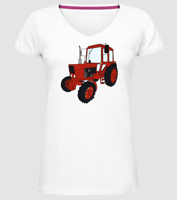 TRACTOR model alb pe tricou
