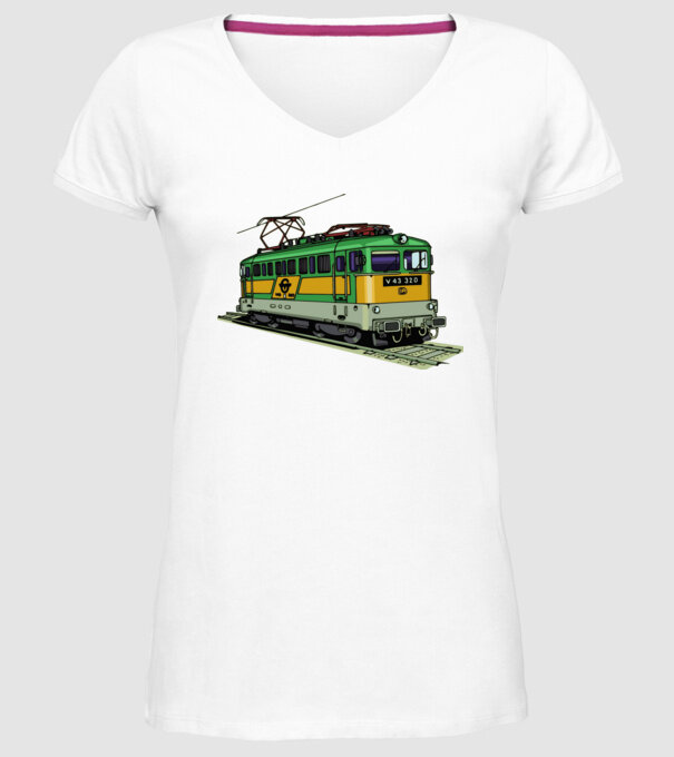 Trenuri model alb pe tricou