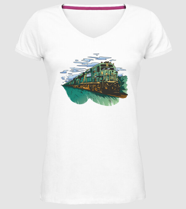 Trenuri model alb pe tricou