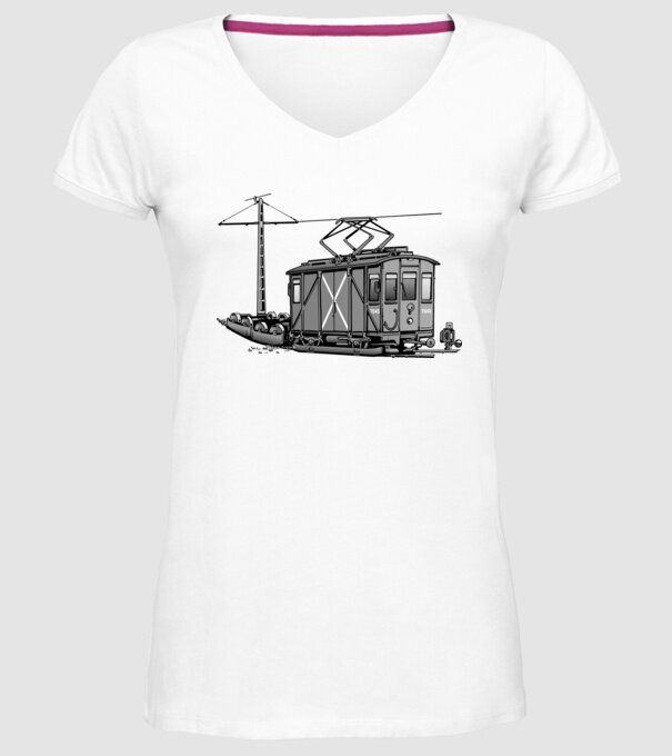 Trenuri model alb pe tricou
