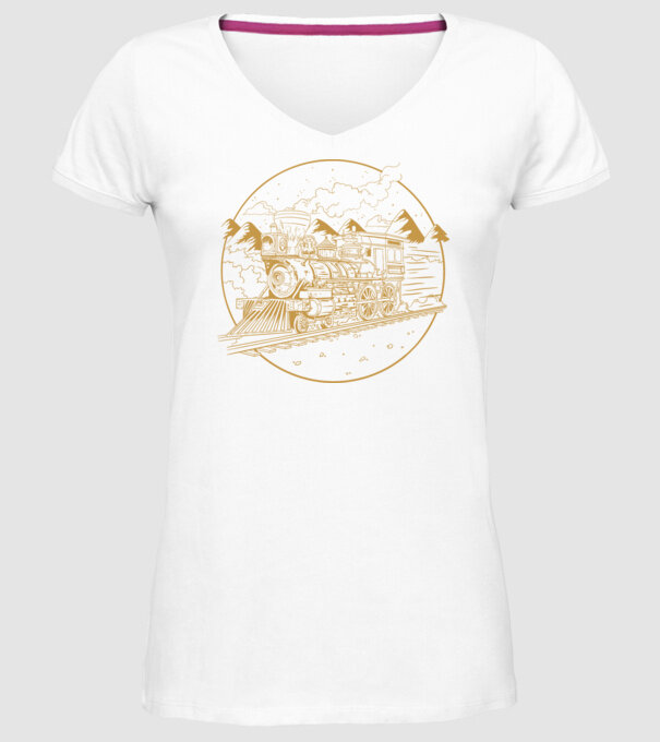 Trenuri model alb pe tricou