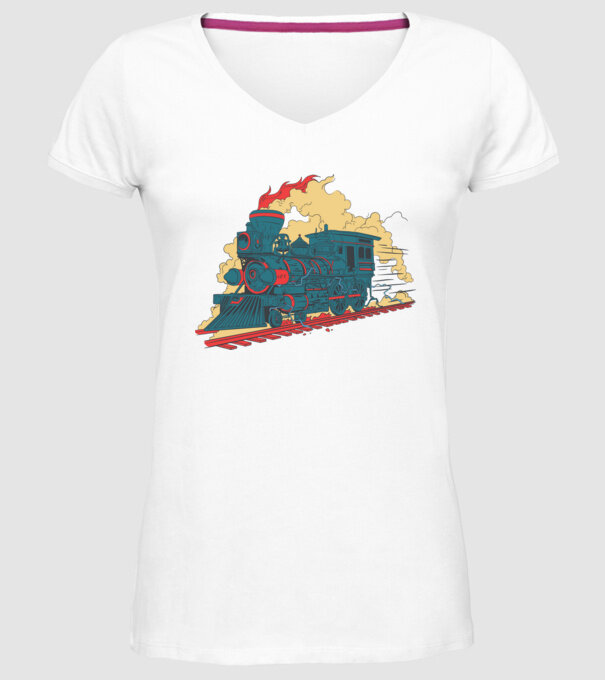 Trenuri model alb pe tricou