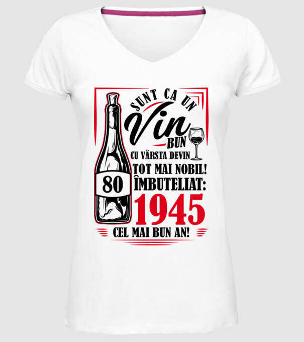 Un Vin Bun 1945 - Alb model alb pe tricou