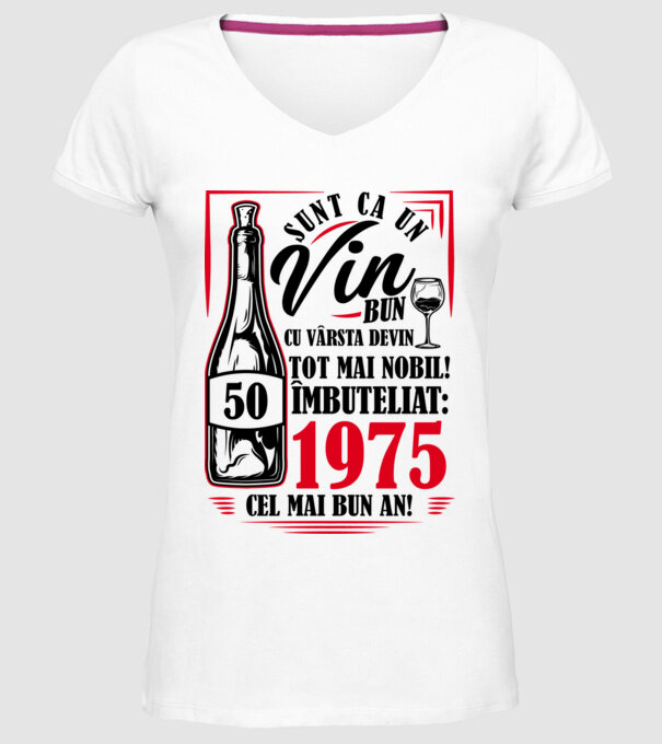 Un Vin Bun 1975 - Alb model alb pe tricou