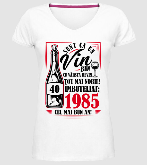 Un Vin Bun 1985 - Alb model alb pe tricou