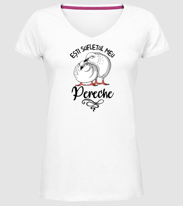 Valentine ești sufletul meu pereche model alb pe tricou