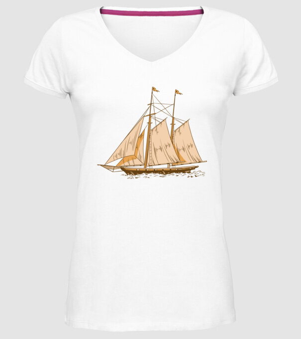 Vapoare model alb pe tricou