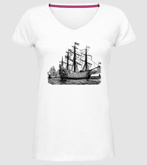 Vapoare model alb pe tricou