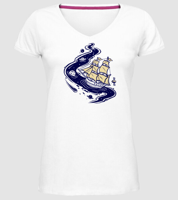 Vapoare model alb pe tricou