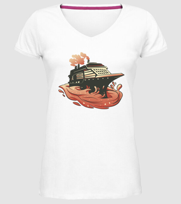 Vapoare model alb pe tricou