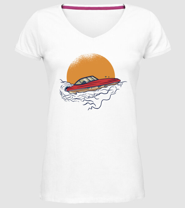 Vapoare model alb pe tricou