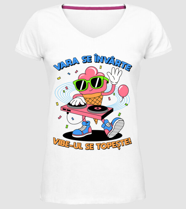 Vara se învârte model alb pe tricou