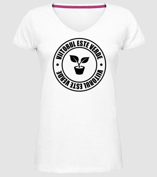 Viitorul este verde model alb pe tricou