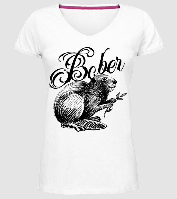 Vintage Bober model alb pe tricou