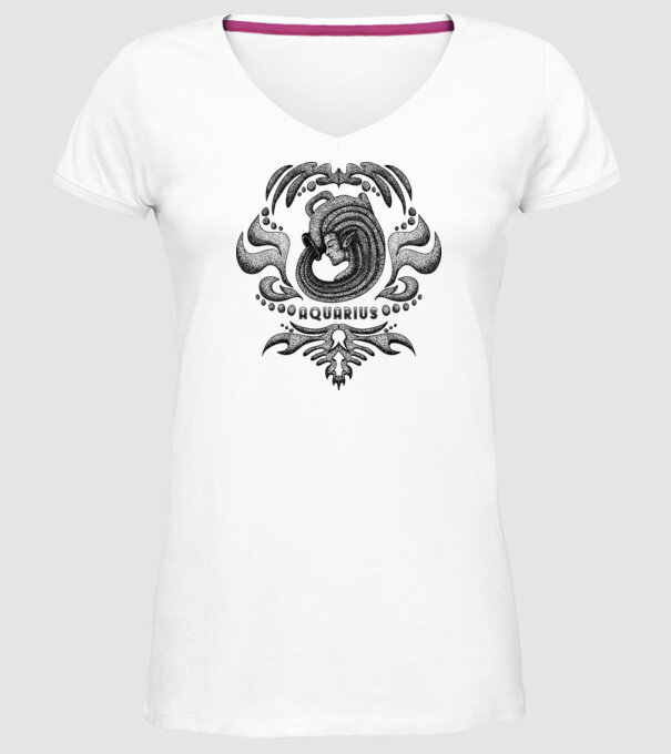 Vintage zodiac aquarius model alb pe tricou