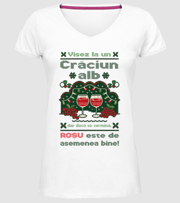 Visez la un Crăciun alb dar dacă se termină, Roșu este de asemenea bine! alb model alb pe tricou