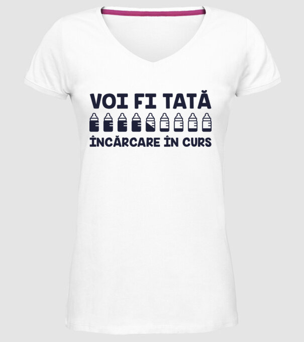 Voi fi tată - încărcare în curs model alb pe tricou