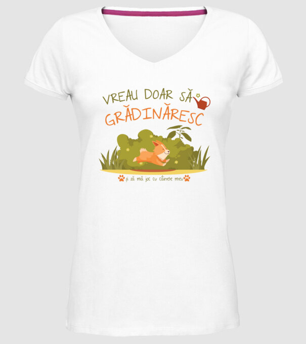 vreau doar să grădinăresc model alb pe tricou