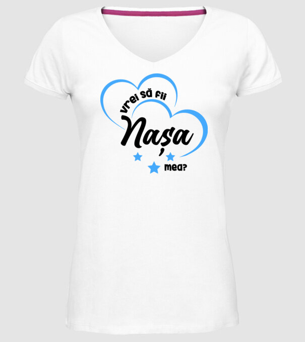 Vrei să fii nașa mea? model alb pe tricou