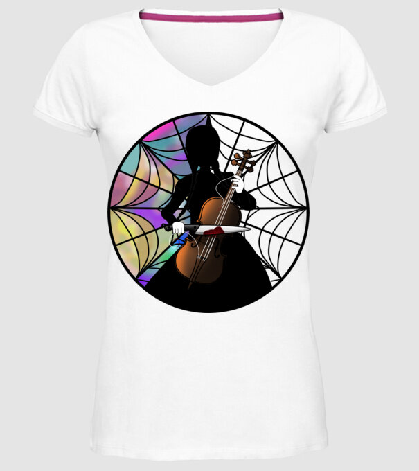 Wednesday Addams Cello - Enid room model alb pe tricou
