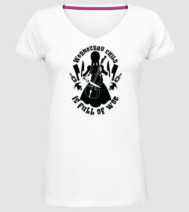 Wednesday child is full of woe model alb pe tricou