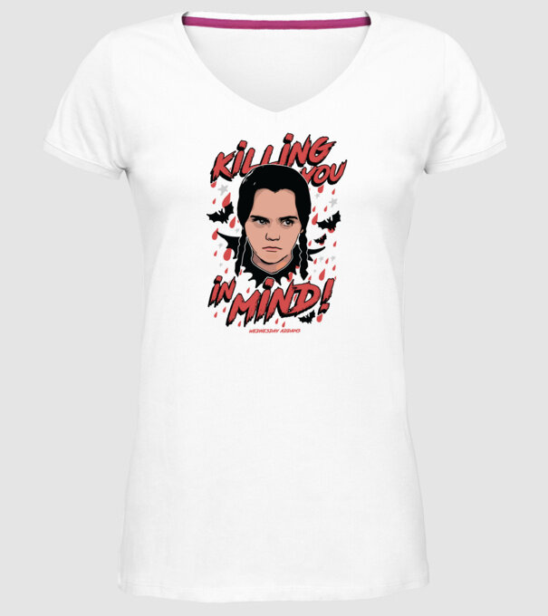 WEDNESDAY Killing You in my mind model alb pe tricou