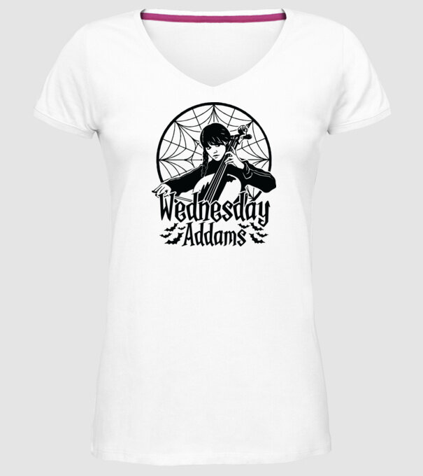Wednesday Window model alb pe tricou