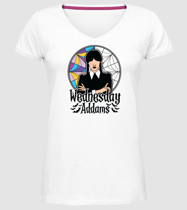 Wednesday Window colorful model alb pe tricou