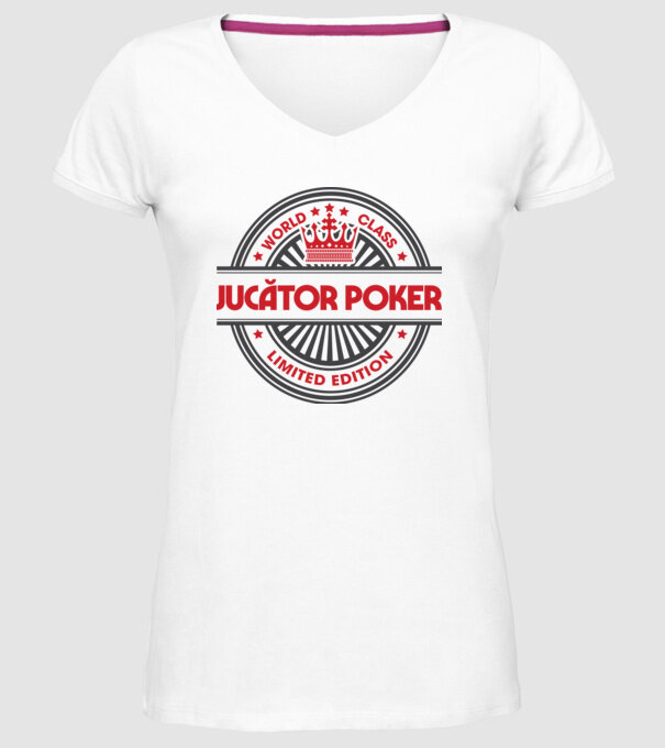 jucător poker model alb pe tricou