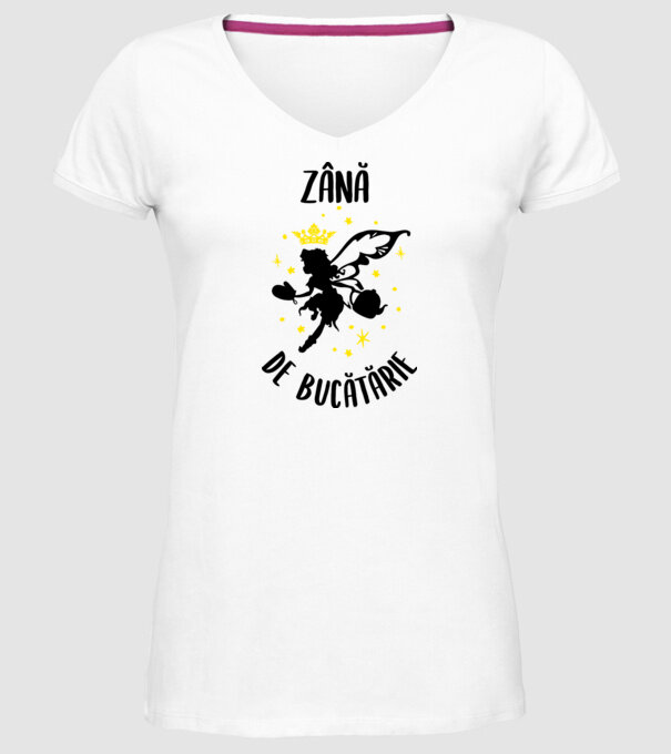 zână de bucătărie model alb pe tricou
