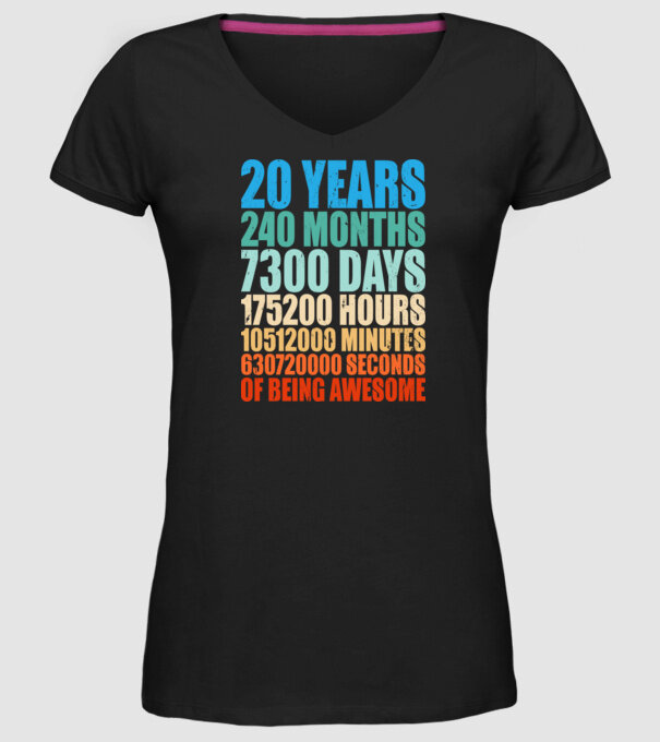 20 years of being awesome model negru pe tricou