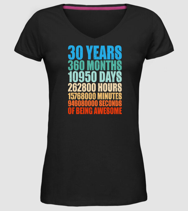30 years of being awesome model negru pe tricou