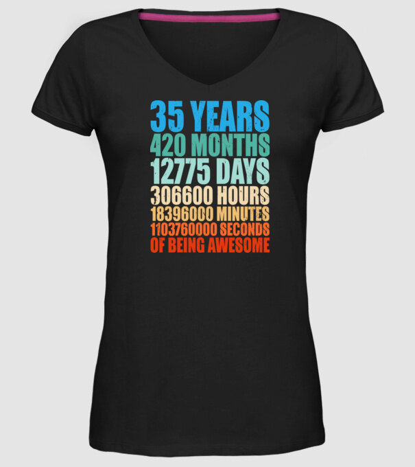 35 years of being awesome model negru pe tricou
