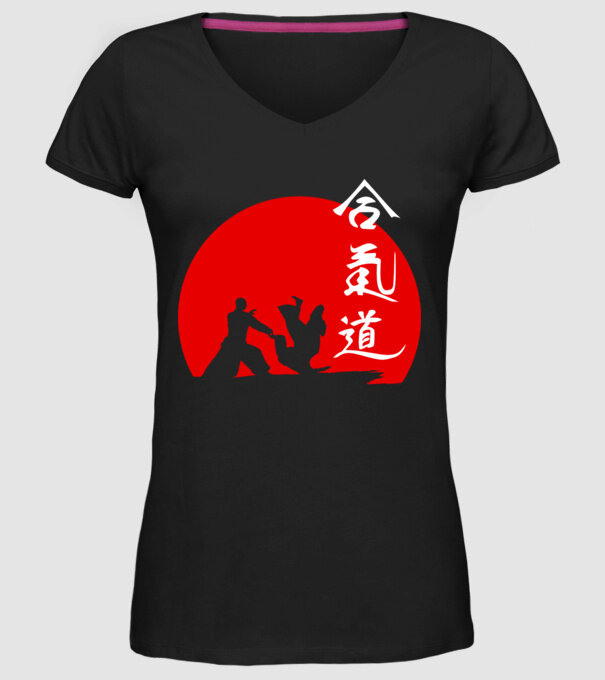 Aikido model negru pe tricou