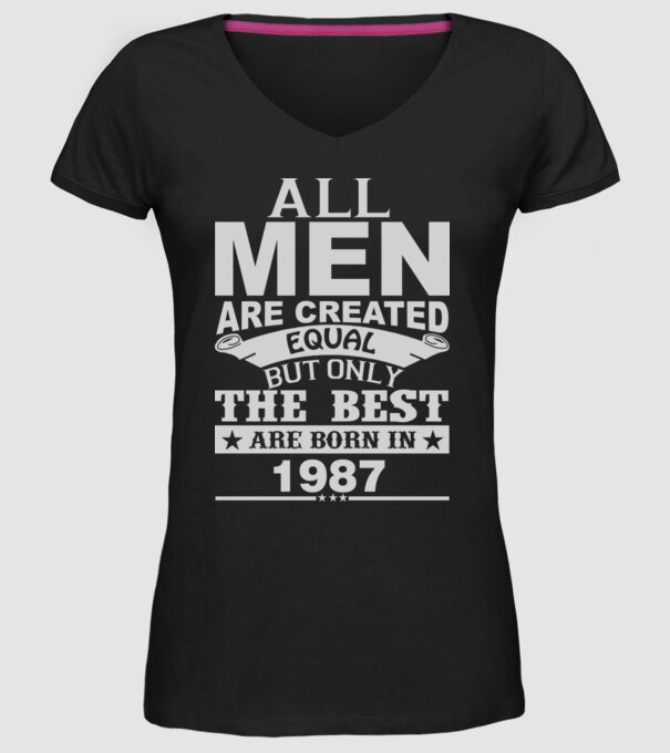 All men are created - 1987 model negru pe tricou