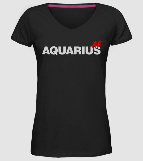 AQUARIUS as fuck model negru pe tricou